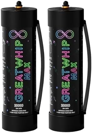 GreatWhip Whipped Cream Chargers, 3.3L Tanks, 2000g Whip Cream Charger Cylinder, 2 Cylinder