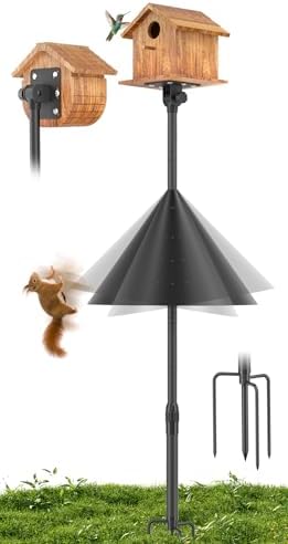 97 Inch Bird Feeder Pole,Heavy Duty Bird Feeder House Stand with Squirrel Proof Baffle for Outside Garden (Bird House NOT Included)