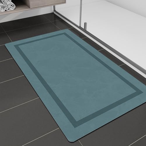 chakme Bathroom Mat Rugs 30x17, Ultra Thin Magic Mat Bathroom Rug Non Slip Bath Rugs Quick Dry Absorbent Bath Mats for Bathroom Floor, (Light Blue, 30"x17")