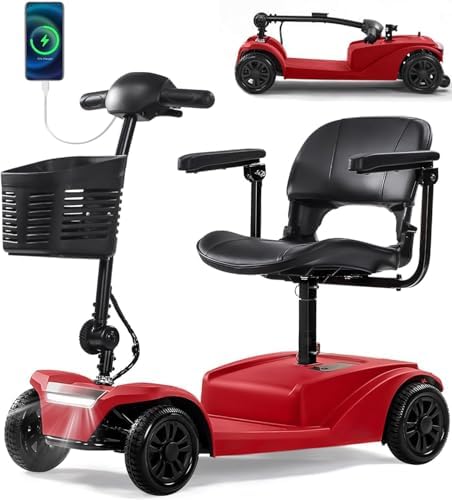 15-25 Miles Long Range Mobility Scooter,Weight Capacity 300 LBS+ Powered Mobility Scooters for Seniors, Compact Duty Mobile for Travel with LED Headlight and Detachable Basket