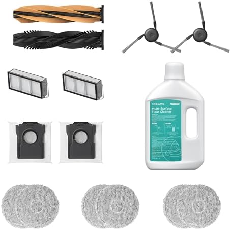 dreame Robot Vacuum Accessories Kit Compatible with X50 Ultra / L50 Ultra/L40s Ultra (Detangling DuoBrush*1, Side Brush*2, Dust Box Filter*2, Dust Collection Bag*2, Cleaning Solution*1, Mop Pad*6)