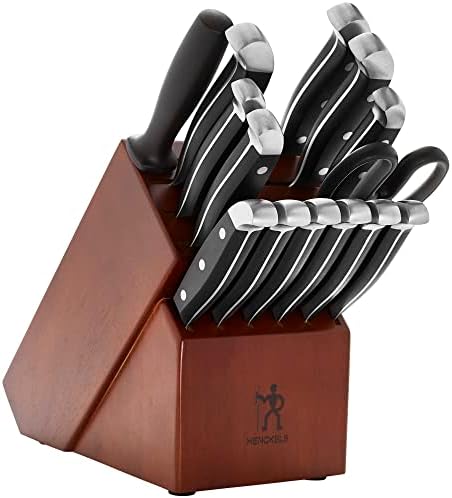 HENCKELS Premium Quality 15-Piece Knife Set with Block, Razor-Sharp, German Engineered Knife Informed by over 100 Years of Masterful Knife Making, Lightweight and Strong, Dark Brown