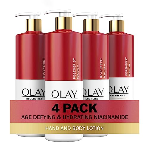 Olay Body Lotion for Women, Age Defying & Hydrating Dry Skin with Niacinamide 17 fl oz (Pack of 4)