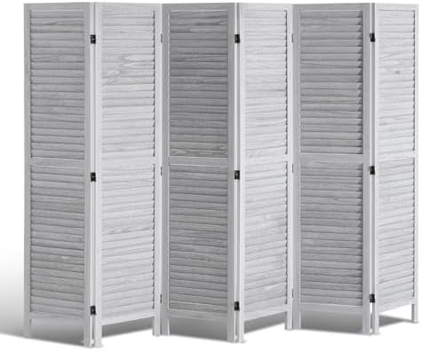 VEVOR Wood Room Divider, 6 Panel Wood Folding Privacy Screen, 66.9 Inches Tall Indoor Louvered Wooden Partition, Portable Decoration Screen, for Room Separation, Home, Office, Restaurant & Bedroom