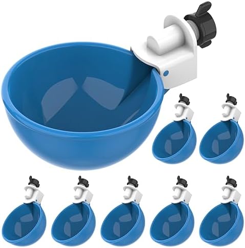 Lil Clucker - Blue Large Automatic Chicken Waterer Cups Suitable for Ducks, Geese, Turkeys, and Bunny Rabbit - Water Feeder Kit - Poultry Waterer - Pack of 8…