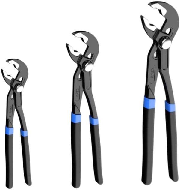 Channel Locks Plier Set of 3, Quick Adjust Groove Joint Pliers Set 7-inch, 10-inch, 12-inch, Groove Wrench Plier, Water Pump Pliers, Durable CR-V Steel Tongue