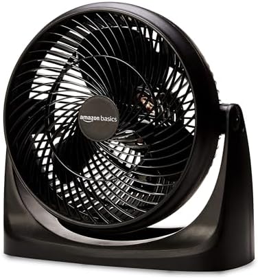 Amazon Basics Air Circulator Fan, Desk Fan for Bedroom, Home and Office, With 90-Degree Tilt Head, 3 Speed Settings, Lightweight (4.2 LBS), 70 Watts, Black, 14.8"Wx7.6"Dx14.1"H