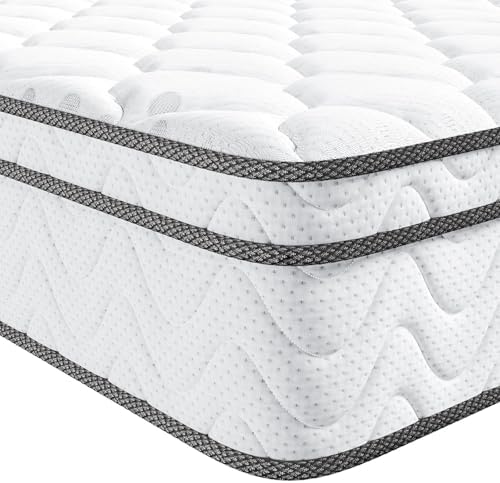 Vesgantti Twin Mattress 10 Inch, Fiberglass-Free | Cool Sleep Hybrid Single Mattress in a Box - Memory Foam & Pocket Springs, Ergonomic Design, Pressure Relief, Medium Firm Feel, 39"*75"*10"