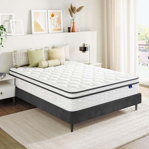 Vesgantti Queen Size Mattress 10 Inch, Fiberglass-Free | Cool Sleep Hybrid Mattress in a Box - Memory Foam & Pocket Springs, Ergonomic Design, Pressure Relief, Medium Firm Feel, 60"×80"×10"