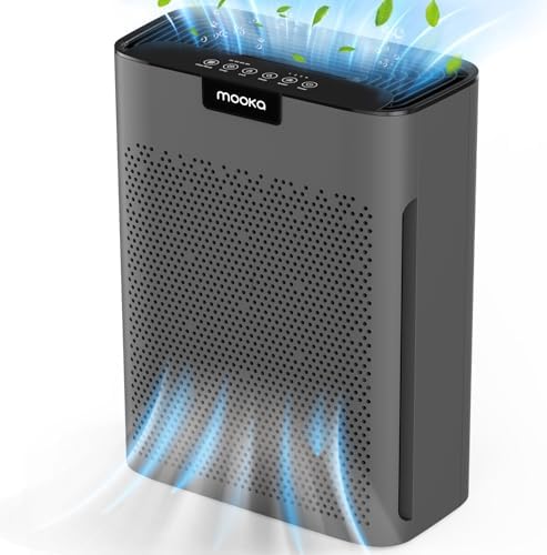 Air Purifiers for Home Large Room 2200 Ft² with Washable Filters, MOOKA H13 HEPA Filter Pet Air Purifier for Bedroom with Fragrance, Air Cleaner for Smoke Dust Pollen Pets Hair Odor, KJ190L Grey