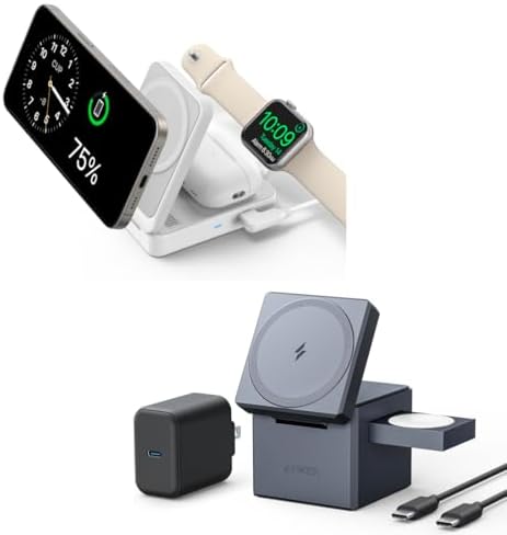 Anker MagGo 3-in-1 iPhone 16 Charging Station & Anker MagSafe Charger Stand, Wireless Charger, 3-in-1 Cube