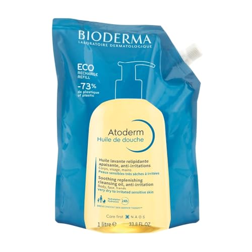 Bioderma Atoderm Shower Oil, Cleansing Oil For Face & Body, Nourishing Cleansing Oil For Dry to Atopic Sensitive Skin For Softer & Smooth Skin For Your Whole Family