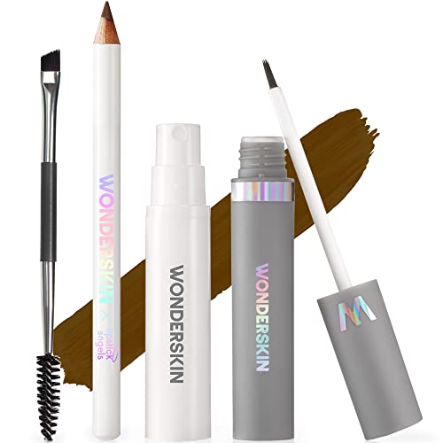 Wonderskin Eyebrow Kit - Brunette Brow Tint Makeup, Waterproof, Long Lasting, Smudge Proof, Natural Finish, Adult, Unisex, Alcohol Free, Cruelty Free