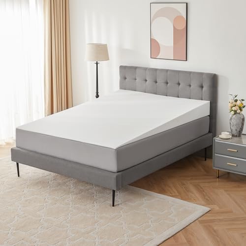 Mattress Wedge Only, 7-Inch Full Inclined Bed Wedge Mattress Topper for Acid Reflux, GERD, Neck & Back Pain, Snoring, Adjustable Elevator Under Mattress Support for Bedroom