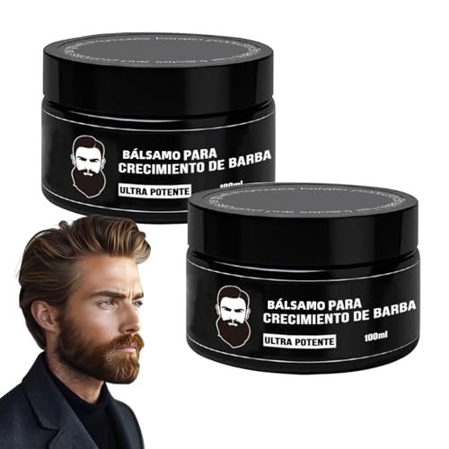 Estimulante Para de Barba – Bálsamo de Crecimiento Ultra Potente, Barba Crema, Beard Growth Balm, Moisturizes & Strengthens Beard, 100 ml / 3.5 oz (2PC)