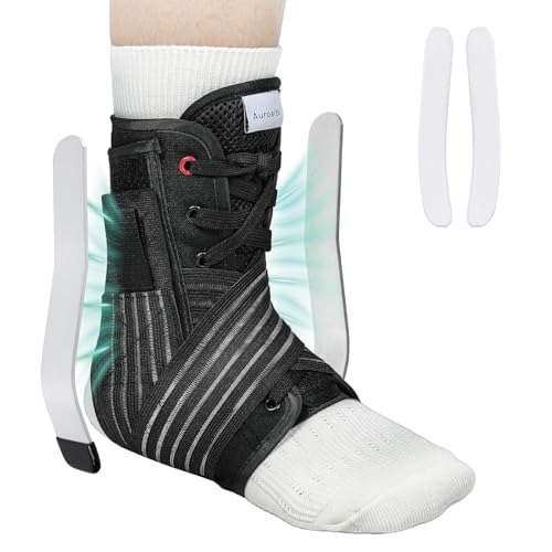 Ankle Brace for Sprained Ankle Lace up Support Brace for Women Men with Side Splints Adjustable Ankles Stabilizer for Injury Recover, Sports, XL