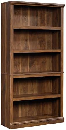 Sauder 5 Tier Book Shelf Wooden Bookcase Multipurpose Bookshelf for Home Office, Living Room, in Grand Walnut