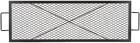 VEVOR X-Marks Fire Pit Grill Grate, Rectangle Cooking Grate, Heavy Duty Steel Campfire BBQ Grill Grid with Handle & Support X Wire, Portable Camping Cookware for Outside Party Gathering, 32 Inch Black