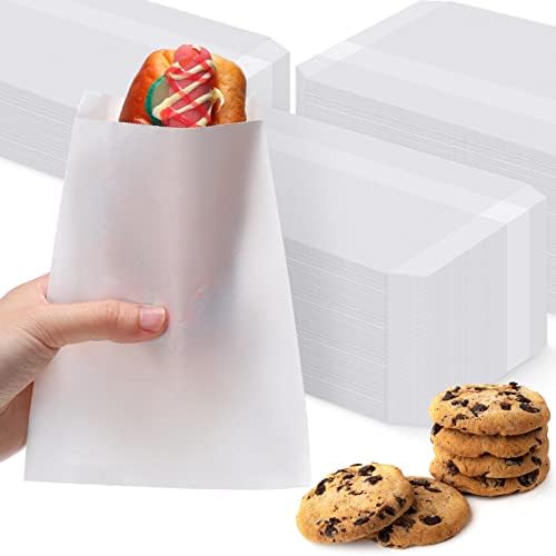 Lallisa 1000 Pcs 5 x 7 Inch Glassine Bags Wax Paper Treat Bags Cookie Sleeves Wax Paper Sandwich pouches for Thanksgiving Day Party Donut Treat Food Candy Bread Pastry Packaging(White)