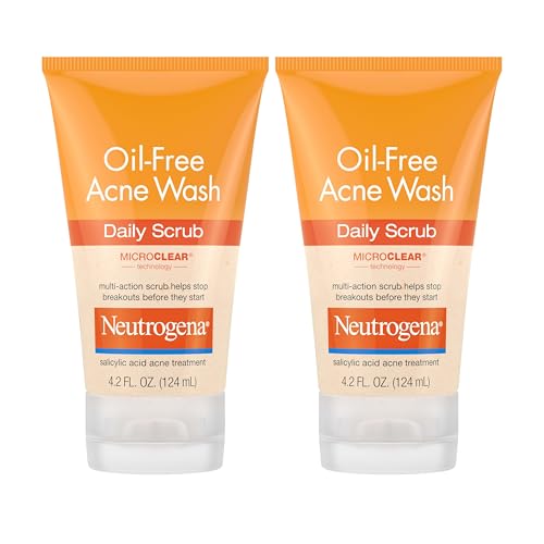 Neutrogena Oil-Free Acne Face Scrub, 2% Salicylic Acid Acne Treatment, Daily Face Wash to help Prevent Breakouts, Exfoliating Facial Cleanser for Acne-Prone Skin, Twin Pack, 4.2 fl. oz, 2 Pack