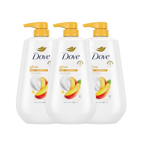 Dove Body Wash with Pump 3 Count Glowing Mango & Almond Butter for Renewed, Healthy-Looking Skin Gentle Skin Cleanser with 24hr Renewing MicroMoisture 30.6 oz