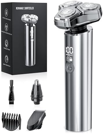 Electric Razor for Men,10,000RPM High-Speed Motor, IPX8 Waterproof, USB Fast Charging, 5-Min Quick Charge & Travel Lock,Black&Gray