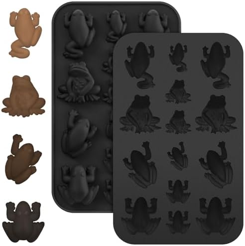 Tessco for you 2 Pcs Frog Mold Silicone Chocolate Frog Molds Halloween Passover Candy Jelly Ice Tray Fun the Ten Plagues for Pesach Seder Wizard Party Birthday Cake Decoration (Black)