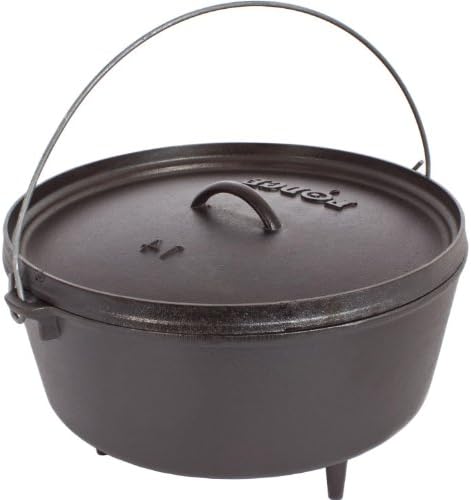 Lodge 10 Quart Pre-Seasoned Cast Iron Camp Dutch Oven with Lid - Dual Handles - Use in the Oven, on the Stove, on the Grill or over the Campfire - Black