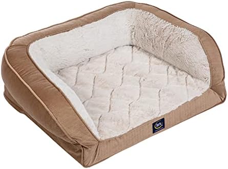 Serta Orthopedic Quilted Couch Dog Bed for Pets β Desert Sand (Small)