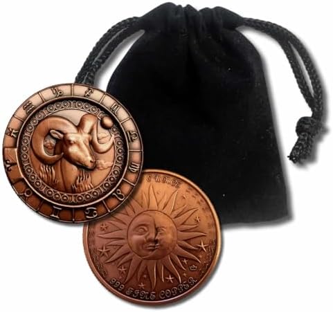1 oz Pure Solid Copper Zodiac Medallion - Aries The Ram with Gift Bag by Monarch Precious Metals