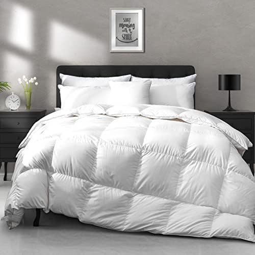 APSMILE Lightweight Down Feather Fibers Comforter Oversized King Size - Cooling Bed Comforter, Hotel Collection High Fill-Power Thin Duvet Insert for Warm Weather/Hot Sleepers, 120x98, White