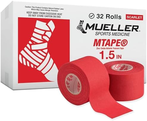 MUELLER Sports Medicine MTape Rolls Team Pack, Quality Athletic Tape, Easy to Tear for Fast & Effective Taping, 1.5" x 10 Yards Per Roll, 32 Rolls