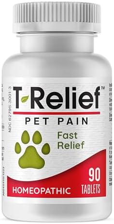 T-Relief Pet Pain Relief Arnica +12 Powerful Natural Medicines Help Ease Muscle Joint & Hip Pain Soreness Stiffness & Injuries Max Fast-Acting Soother for Dogs & Cats - 90 Tablets