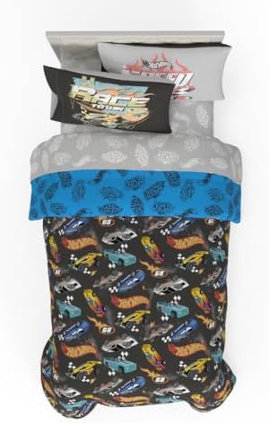 Franco Hot Wheels Kids Bedding Super Soft Comforter and Sheet Set with Sham, 5 Piece Twin Size, (Officially Licensed Product)