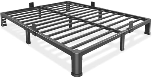 6 Inch Low Bed Frame Queen with Round Corner Legs,3500 LBS Heavy Duty Low Profile Queen Bed Frame Metal Platform, No Box Spring Needed, Easy Assembly, Noise-Free, Headboard Compatible,Black