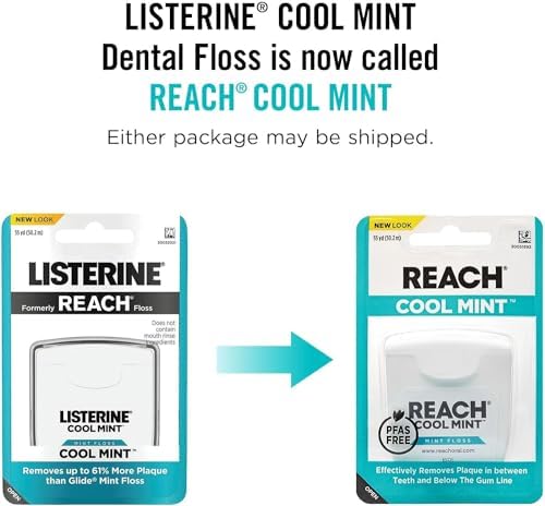 REACH Dental Floss, Cool Mint 55 yds (Pack of 4)