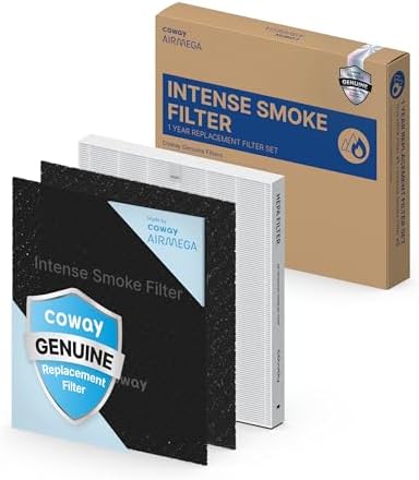 COWAY AP-1512HH & 200M Air Purifier Filter Replacement, Intense Smoke Pack, 2 Intense Smoke Deodorization Filters and 1 True HEPA Filter, 1 Pack, Black