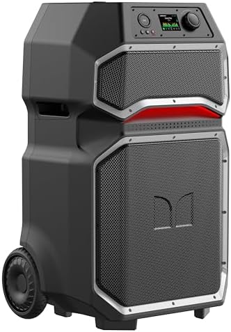 Monster Rockin' Roller X Indoor/Outdoor Portable Bluetooth Speaker | Powerful 1000W, 15” Subwoofer | All Terrain Wheels, Weather Resistant, Dual Mic & Guitar Inputs, TWS Pairing, App Control