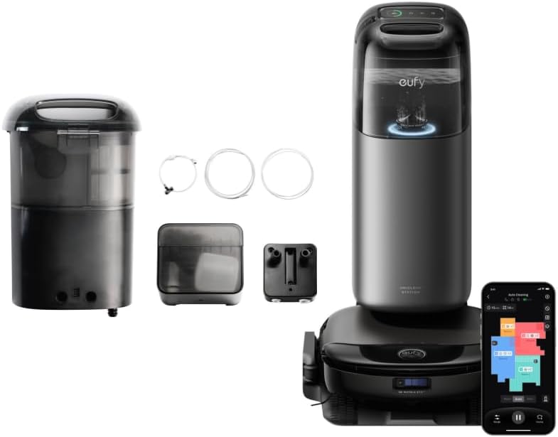 eufy Robot Vacuum Omni S1 Pro with All-in-One Station, HydroJet Robot Vacuum and Mop Combo, Eco-Clean Ozone, 8000 Pa Suction + Automatic Water Refill and Drainage System
