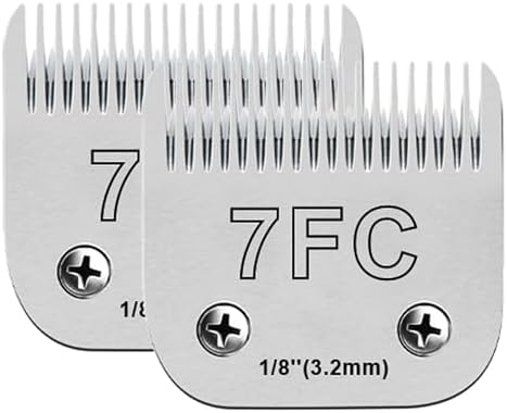 2PCS 7FC Blades Dog Grooming Blades Compatible with Andis Dog Clippers,Dog Clipper Blades Compatible with Oster A5,Wahl km10 Dog Clippers for Animal Dog Cat Horse,Stainless-Steel Blade Sharp