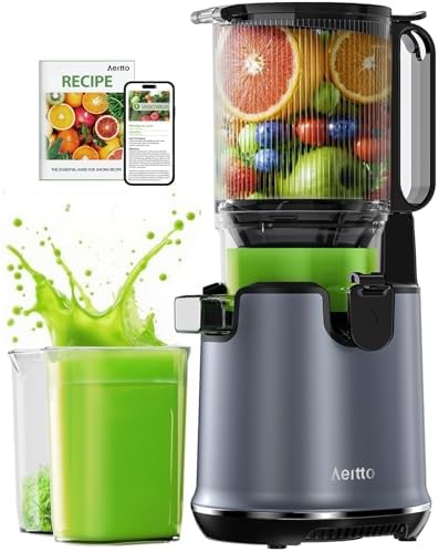 Max5 Juicer Machines,Aeitto Cold Press Juicer with 5.3β Wide Mouth for Whole Fruits & Vegetables, Professional Slow Masticating Juice Extractor, Self Feeding, Easy to Use, High Juice Yield, Dark Grey