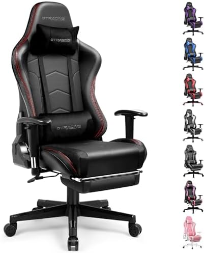 GTRACING Gaming Chair with Footrest Speakers Video Game Chair Bluetooth Music Heavy Duty Ergonomic Computer Office Desk Chair