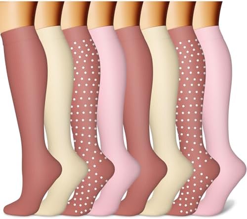 CHARMKING Compression Socks for Women & Men Circulation (8 Pairs) 15-20 mmHg is Best Support for Athletic Running,Hiking