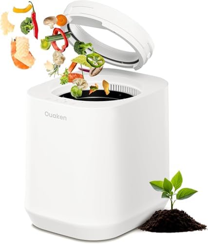 Electric Composter for Kitchen, 4L Smart Countertop Compost Bin, Odorless | Low Noise | Auto-Cleaning | Turn Food Waste into Fertilizer, Indoor Food Waste Compost Machine, White