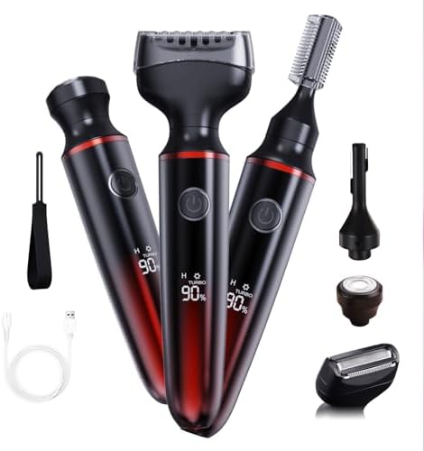 Women's Electric Razors Motor Speed: Fast and Slow 3 in 1 Trimmer for Women Foil Blade、Rotating Blade、Eyebrow Blade Bikini Trimmer for Women Electric Shaver Waterproof Wet Dry (Burgundy and Black)