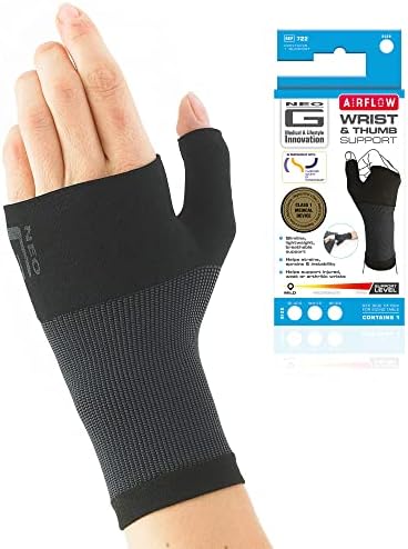 Neo-G Wrist and Thumb Support for Arthritis, Joint Pain, Tendonitis, Sprain - Wrist Brace Wrist Compression Hand Support - L - Black