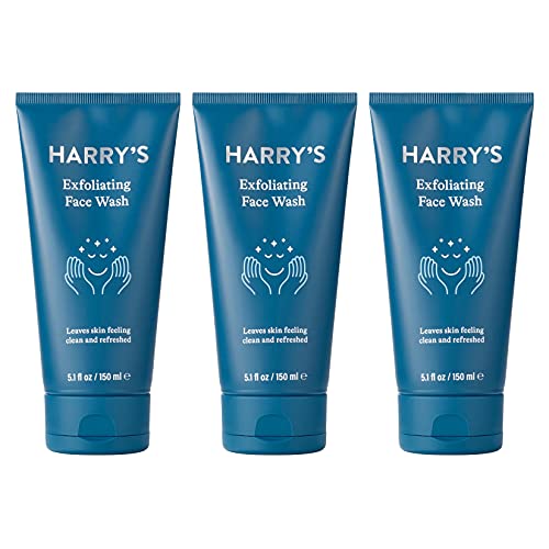 Harry's Exfoliating Face Wash for Men, Gentle Facial Skin Care Products with Volcanic Rock Exfoliant, Dermatologist Tested, 5.1 Fl. Oz, 3 Pack