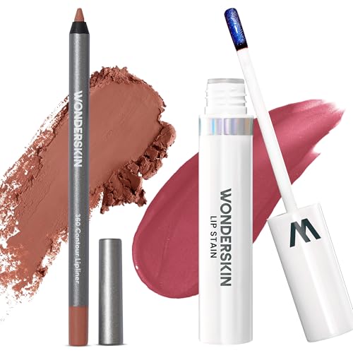 Wonderblading Lip Stain Peel Off Masque (Charming) with 360 Contour Lipliner (Saddle)