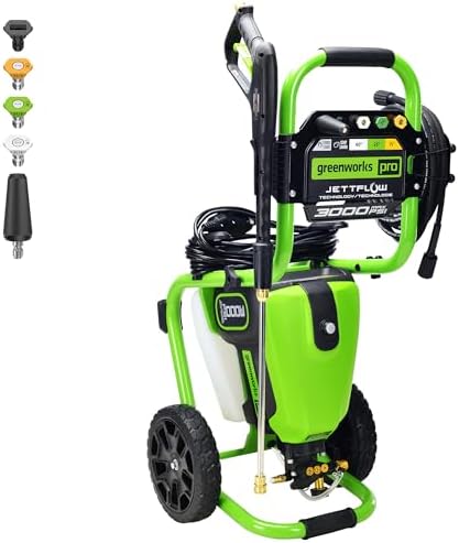 Greenworks Pro Brushless 3000 PSI (CSA Certified) 2.0 GPM Max / 1.1 GPM Electric Pressure Washer (Rugged Steel Frame, 25 FT Hose, 35 FT GFCI Power Cord)