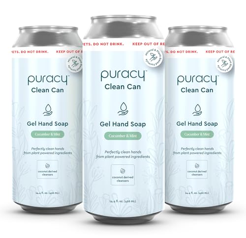 Puracy Gel Hand Soap Clean Can Refill - Plant-Powered Natural Hand Soap As Seen on TikTok, Non-Toxic, Sulfate-Free Liquid Soap, Moisturizing Handwash Liquid Gel (Cucumber & Mint, 14.4 fl oz)